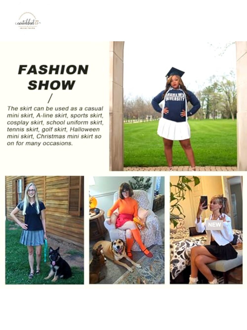 Pleated Mini Skirt A-Line High Waist Stretchy Tennis Skater Skirt - Picture 6 of 6